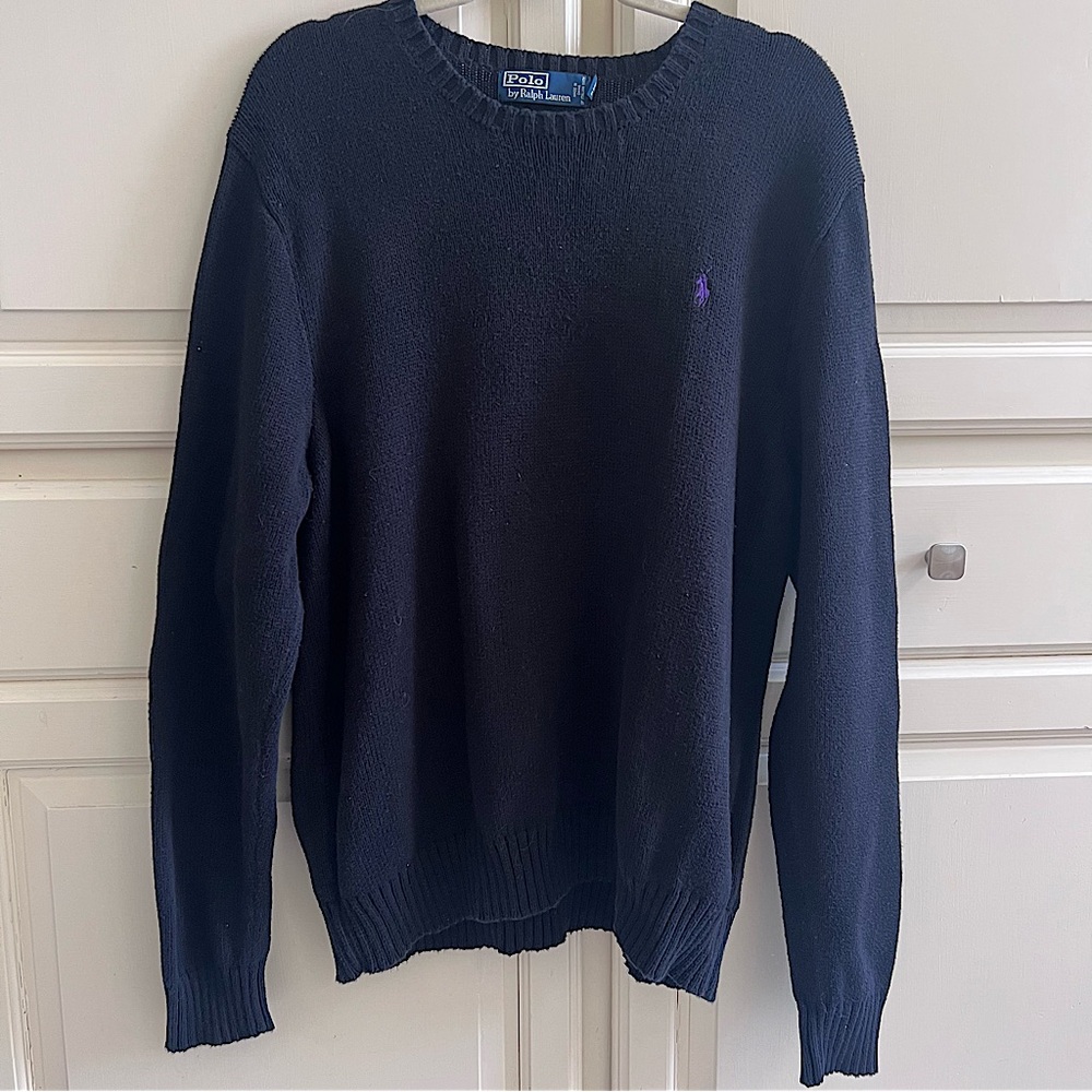 Men’s polo knit sweater, blk, xl, EUC